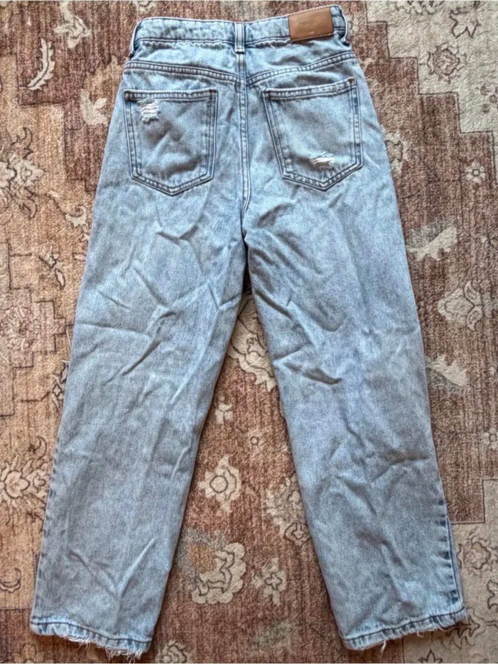 Zara Light Blue Distressed Relaxed Jeans